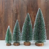 Artificial Christmas Trees Small Snow Frosted Trees Sisal Snow Trees with Wooden Bases Mini Pine Trees Artificial Mini Christmas Trees for Christmas Winter Decoration miniinthebox - thumbnail