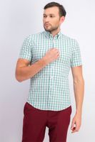 Mens Tailored Fit  Plaid Shirt  Green/Blue/White - thumbnail