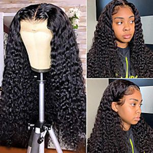 Curly Lace-Front-Wigs Human Hair HD Transparent Curly Lace Wigs Human Hair Pre plucked Glueless 10A Unprocessed Virgin Deep Curly 180% Density Human Hair Wigs Lightinthebox