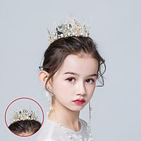 Children's Bride Crown Headdress Handmade Bride Crown Wedding Hair Dress Shooting Dress Accessories Lightinthebox - thumbnail