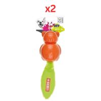 M-Pets On-Off Teddy Orange & Green Dog Toy (Pack of 2)