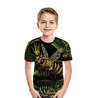 Kids Boys' T shirt Tee Short Sleeve 3D Print Animal Green Children Tops Summer Active Daily Wear Regular Fit 3-12 Years miniinthebox - thumbnail