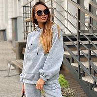 Women's 2 Piece Tracksuit Sweatsuit Casual Athleisure 2pcs Winter Long Sleeve Moisture Wicking Breathable Soft Fitness Gym Workout Running Jogging Training Sportswear Solid Colored Hoodie Black Lightinthebox - thumbnail