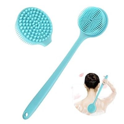 Shower Brush Silicone Bath Body Brush - Back Scrubber For Shower Back Brush Long Handle For Shower Skin Exfoliating Brush Body With Soft Bristles Back Cleaning Washer For Men Women - Blue miniinthebox