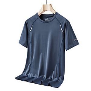 Men's T shirt Hiking Tee shirt Short Sleeve Tee Tshirt Top Outdoor Quick Dry Lightweight Breathable Sweat wicking Spring Summer Ice Silk White Black Light Gray Hunting Fishing Climbing Lightinthebox