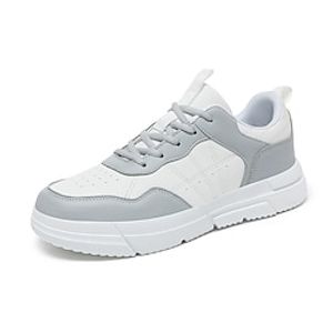 Men's Women Sneakers Light Soles Plus Size Comfort Shoes Sporty Casual Preppy Daily PU Comfortable Slip Resistant Lace-up Black and White Gray Color Block Fall Winter Lightinthebox
