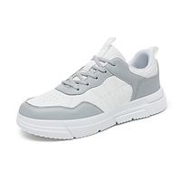 Men's Women Sneakers Light Soles Plus Size Comfort Shoes Sporty Casual Preppy Daily PU Comfortable Slip Resistant Lace-up Black and White Gray Color Block Fall Winter Lightinthebox - thumbnail