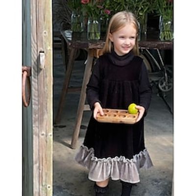 Kids Girls' Dress Solid Color Sleeveless Casual Adorable Daily Polyester Midi Velvet Dress Casual Dress Spring Fall Winter 3-10 Years Black Lightinthebox