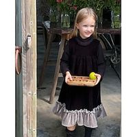 Kids Girls' Dress Solid Color Sleeveless Casual Adorable Daily Polyester Midi Velvet Dress Casual Dress Spring Fall Winter 3-10 Years Black Lightinthebox - thumbnail