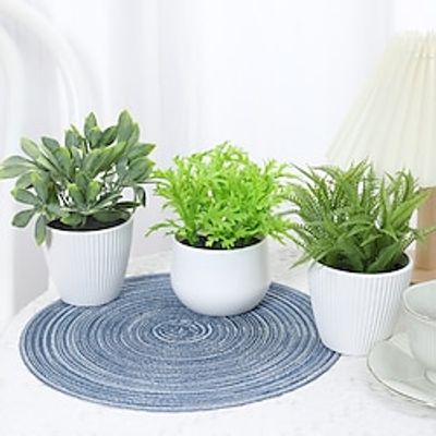 3 Pack Small Faux Plants for Office Desk Fake Mini Potted Plants for Shelf Artificial Greenery Eucalyptus Plant Indoor for Home Bedroom Living Room Décor Lightinthebox