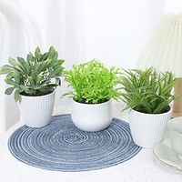 3 Pack Small Faux Plants for Office Desk Fake Mini Potted Plants for Shelf Artificial Greenery Eucalyptus Plant Indoor for Home Bedroom Living Room Décor Lightinthebox - thumbnail