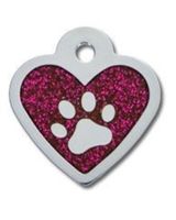 The Hillman Id Tag - Heart Epoxy Pink Glitter Paw Dog And Cat