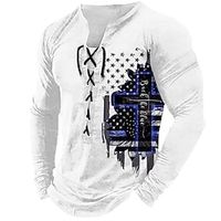 Graphic American Flag Fashion Daily Outdoor Men's 3D Print T shirt Tee Casual Holiday Going out T shirt Black White Brown Long Sleeve Henley Shirt Spring   Fall Clothing Apparel S M L XL 2XL 3XL Lightinthebox - thumbnail