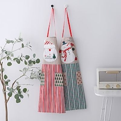Christmas Apron Cute Santa Snowman Kitchen Cooking Aprons with Adjustable Ties for Men Women Kitchen New Year Christmas Gifts Lightinthebox