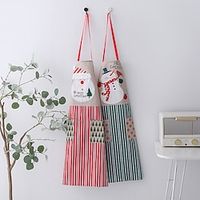 Christmas Apron Cute Santa Snowman Kitchen Cooking Aprons with Adjustable Ties for Men Women Kitchen New Year Christmas Gifts Lightinthebox - thumbnail