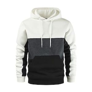 Men's Hoodie Pullover Black And White Black White Army Green Red Hooded Color Block Patchwork Pocket Sports  Outdoor Daily Sports Streetwear Casual Athletic Fall  Winter Clothing Apparel Hoodies Lightinthebox