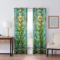 2 Panels 100% Blackout Curtain Stained Glass Pattern Curtain Drapes For Living Room Bedroom Kitchen Window Treatments Thermal Insulated Room Darkening Lightinthebox - thumbnail
