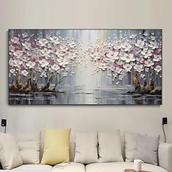 100% Handmade White Thick Oil Flower Painting on Canvas Acrylic Wall Art Hand-Painted Home Decoracion for Living Room Gifts No Frame Lightinthebox