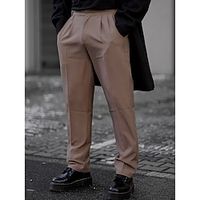 Men's Dress Pants Trousers Pleated Pants Suit Pants Gurkha Pants Zipper Button Pocket Plain Comfort Breathable Outdoor Daily Going out Fashion Casual Black Beige miniinthebox