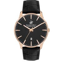Beverly Hills Polo Club Men's Analog Display Watch & Leather Strap, Black - BP3393X.451