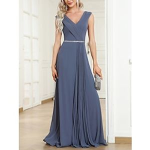 Women's Prom Dress Party Dress Formal Dress Long Dress Maxi Dress Blue Sleeveless Pure Color Ruched Summer Spring V Neck Fashion Evening Party Vacation Summer Dress 2023 S M L XL 2XL 3XL Lightinthebox