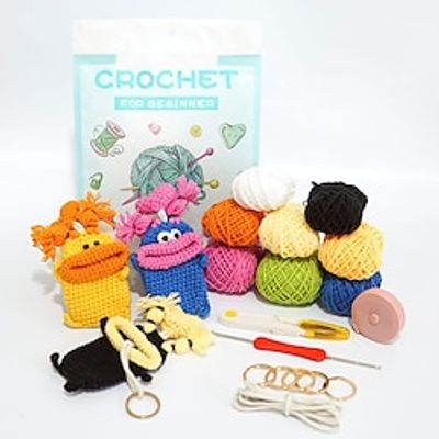 Beginner Crochet Kit for Adults,4pcs/set Beginner Crochet Learn to Crochet Kit,Crochet Kits, Succulent Plants Crochet Set, Knitting Kit for Beginners miniinthebox