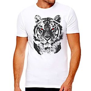 Men's Unisex Tee T shirt Hot Stamping Graphic Prints Tiger Plus Size Print Short Sleeve Casual Tops Cotton Basic Designer Big and Tall White miniinthebox