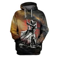 Men's Unisex Pullover Hoodie Sweatshirt Graphic Prints Human Print Daily Sports 3D Print Designer Casual Hoodies Sweatshirts  Khaki Lightinthebox - thumbnail