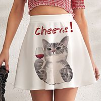 Women's Christmas Homecoming Streetwear Punk  Gothic Mini Skirts Trees / Leaves Animal Ruffle Print Gray White Black miniinthebox - thumbnail