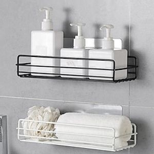 Wall Mounted Bathroom Shelf Floating Shelves Shower Hanging Basket Shampoo Holders WC Accessories Kitchen Seasoning Storage Rack miniinthebox