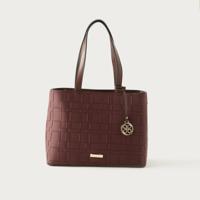 Sasha Textured Tote Bag with Double Handle and Zip Closure