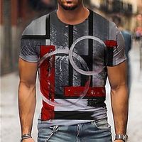 Men's Unisex T shirt Tee Shirt Tee Geometric Graphic Prints Crew Neck Gray 3D Print Daily Holiday Short Sleeve Print Clothing Apparel Designer Casual Big and Tall / Summer / Regular Fit / Summer miniinthebox - thumbnail