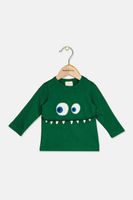 Baby Boys Monster Face Applique T-Shirt  Shifting Green - thumbnail