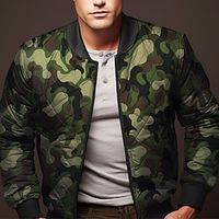 Men's Winter Jacket Casual Jacket Outdoor Daily Wear Thermal Warm Pocket Fall  Winter Camouflage Fashion Streetwear Stand Collar Short Black Red Blue Army Green Jacket Lightinthebox - thumbnail