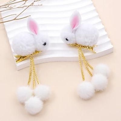 2 Pieces Toddler Girls' Active  Sweet Daily Rabbit Rabbit Animal Pattern Hair Accessories White  Pink Lightinthebox