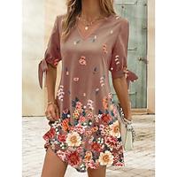 Women's V Neck Midi Dress Short Sleeve Summer Spring Lightinthebox