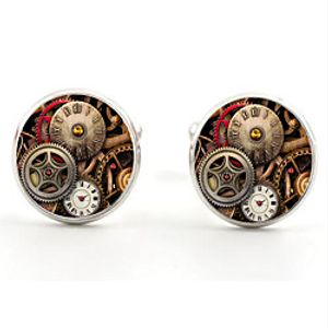 Men's Cufflinks Classic Gear Classic Steampunk Brooch Jewelry Silver Brown For Daily Wear Date Festival miniinthebox