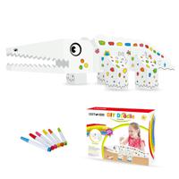 Eazy Kids - Diy Doodle Coloring Kit With Set Of 6 Sketch Pens - Crocodile