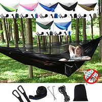 Camping Hammock with Mosquito Net Double Hammock Outdoor Portable Anti-Mosquito Ultra Light (UL) Foldable Breathable Parachute Nylon with Carabiners and Tree Straps for 2 person Hunting Fishing Hiking miniinthebox - thumbnail