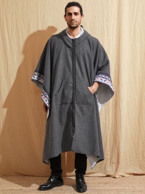 Men Tribal Print Splicing Loose Bat Sleeves Cloak Cape Hooded Coat Men Tribal Print Splicing Loose Bat Sleeves Cloak Cape Hooded Coat