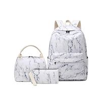 Unisex Marble School Bag Bookbag Functional Backpack Nylon Oxford Scenery Lattice Large Capacity Waterproof Zipper School Traveling Marble Lightinthebox - thumbnail