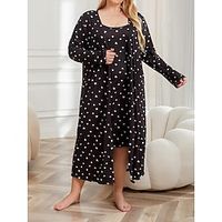 Women's Bathrobe Dress Heart Casual Comfort Soft Home Daily Bed Spandex Warm Breathable Straps Long Sleeve Fall Winter Black Lightinthebox - thumbnail