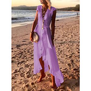Women's A Line Dress Maxi long Dress Yellow Blushing Pink Orange White Violet Short Sleeve Solid Color Summer Casual 2021 S M L XL XXL XXXL 4XL 5XL miniinthebox