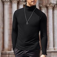 Men's Pullover Sweater Jumper Knit Top Jumper Ribbed Knit Regular Knitted Plain Turtleneck Modern Contemporary Work Daily Wear Clothing Apparel Winter Wine Black S M L Lightinthebox - thumbnail