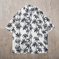 Leaf Coconut Tree Tropical Hawaiian Resort Men's Shirt Button Up Shirt Casual Shirt Daily Wear Vacation Going out Spring Summer Lapel Short Sleeves Black, White, Yellow M, L, XL Polyester Shirt Lightinthebox