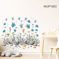 Cartoon Underwater World Sea Turtle Seaweed Starfish Seahorse Living Room Bedroom Children's Room Kindergarten Wall Sticker Can Remove Home Decoration Background Stickers Lightinthebox - thumbnail