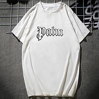 Men's Unisex Tee T shirt Hot Stamping Graphic Prints Letter Plus Size Print Short Sleeve Casual Tops 100% Cotton Basic Designer Big and Tall White Black Lightinthebox - thumbnail