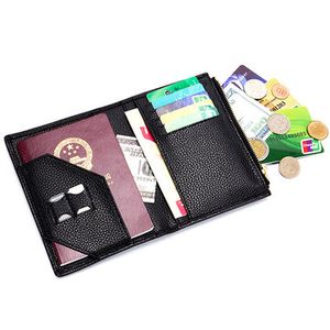 Genuine Leather Passport Bag Documents Folder Wallet