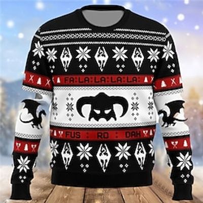Viking Retro Vintage Gothic Men's Print Knitting Ugly Christmas Sweater Pullover Sweater Jumper Knitwear Outdoor Daily Vacation Christmas Long Sleeve Crewneck Sweaters Black Fall Winter S M L Sweaters Lightinthebox