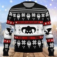 Viking Retro Vintage Gothic Men's Print Knitting Ugly Christmas Sweater Pullover Sweater Jumper Knitwear Outdoor Daily Vacation Christmas Long Sleeve Crewneck Sweaters Black Fall Winter S M L Sweaters Lightinthebox - thumbnail